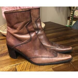 Duccio Del Duca Boots EU 38 Brown Leather Italy US 7 Italian Booties